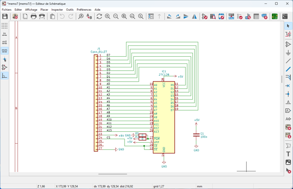 le schema de la cartouche MEMO7 pour Thomson TO7